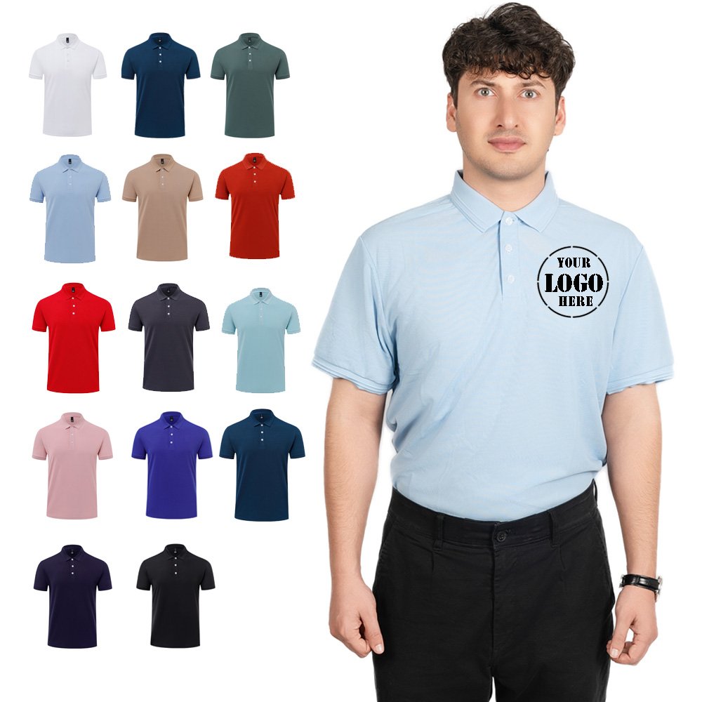Short-sleeved polo logo Men's embroidered polo