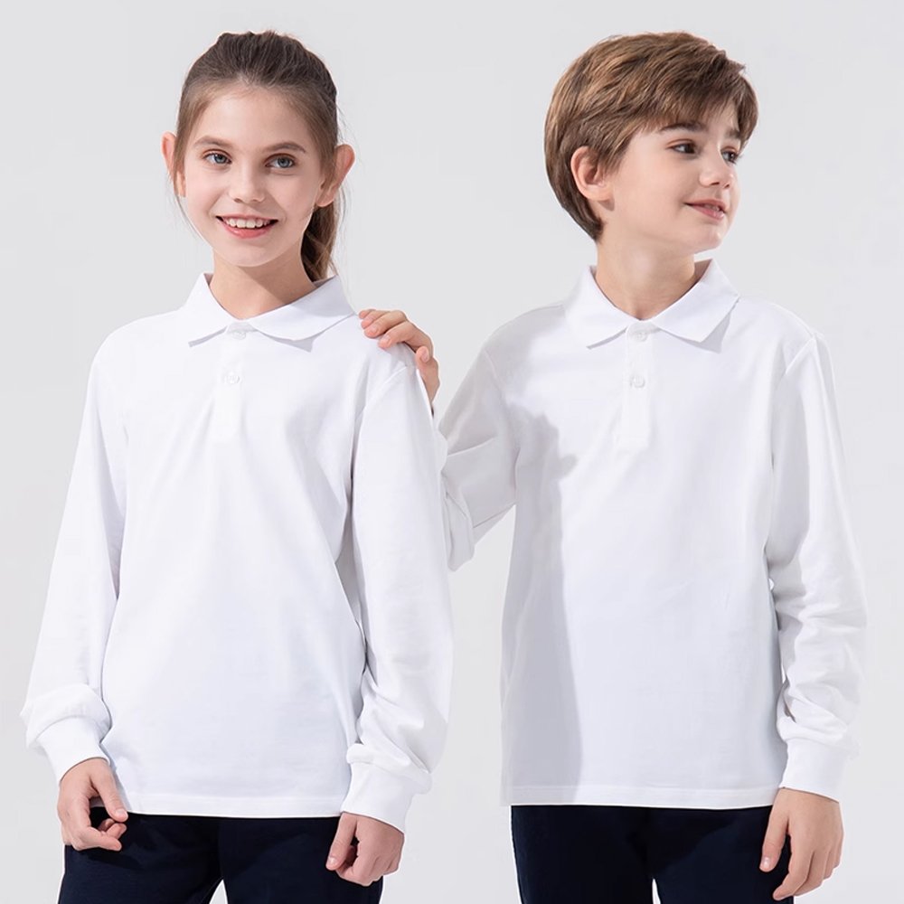 Custom long-sleeved children's polo 1 Embroidered Long SleevesChildren's Polo Shirt - Image 2