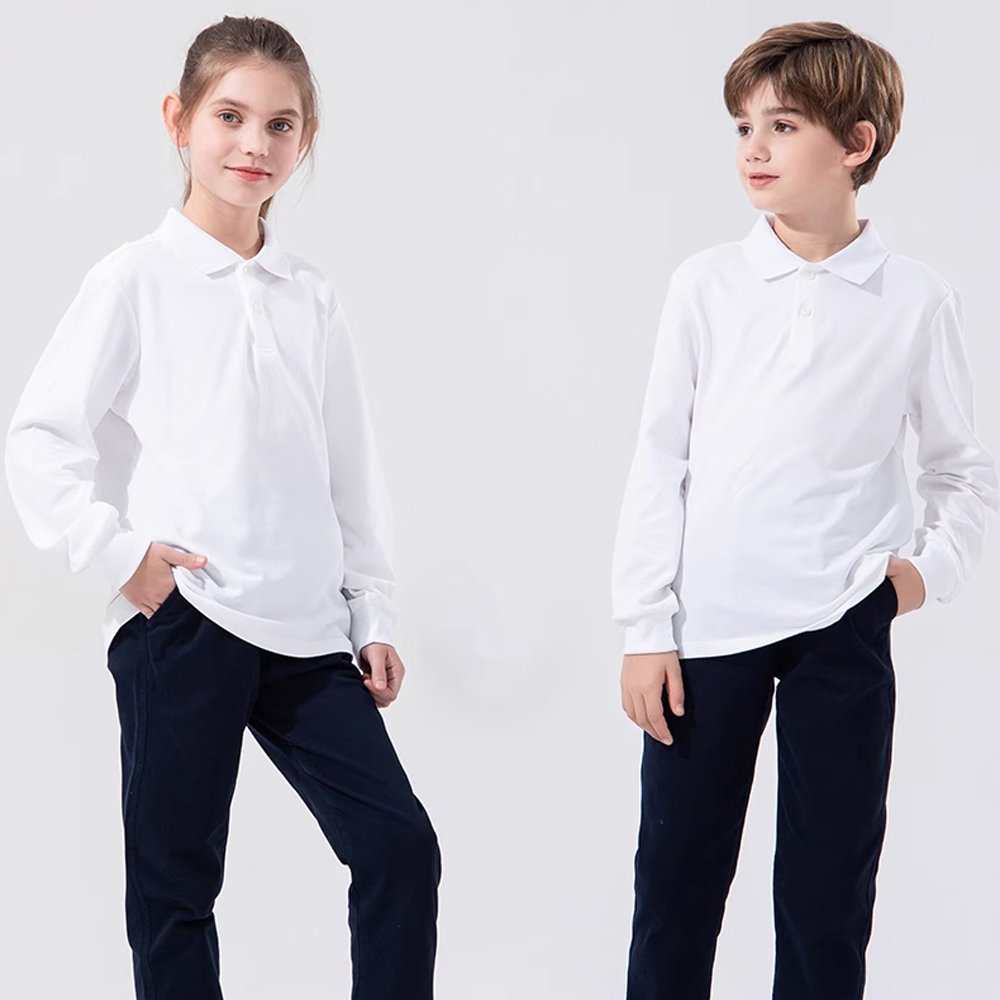Custom long-sleeved children's polo 2 Embroidered Long SleevesChildren's Polo Shirt - Image 3