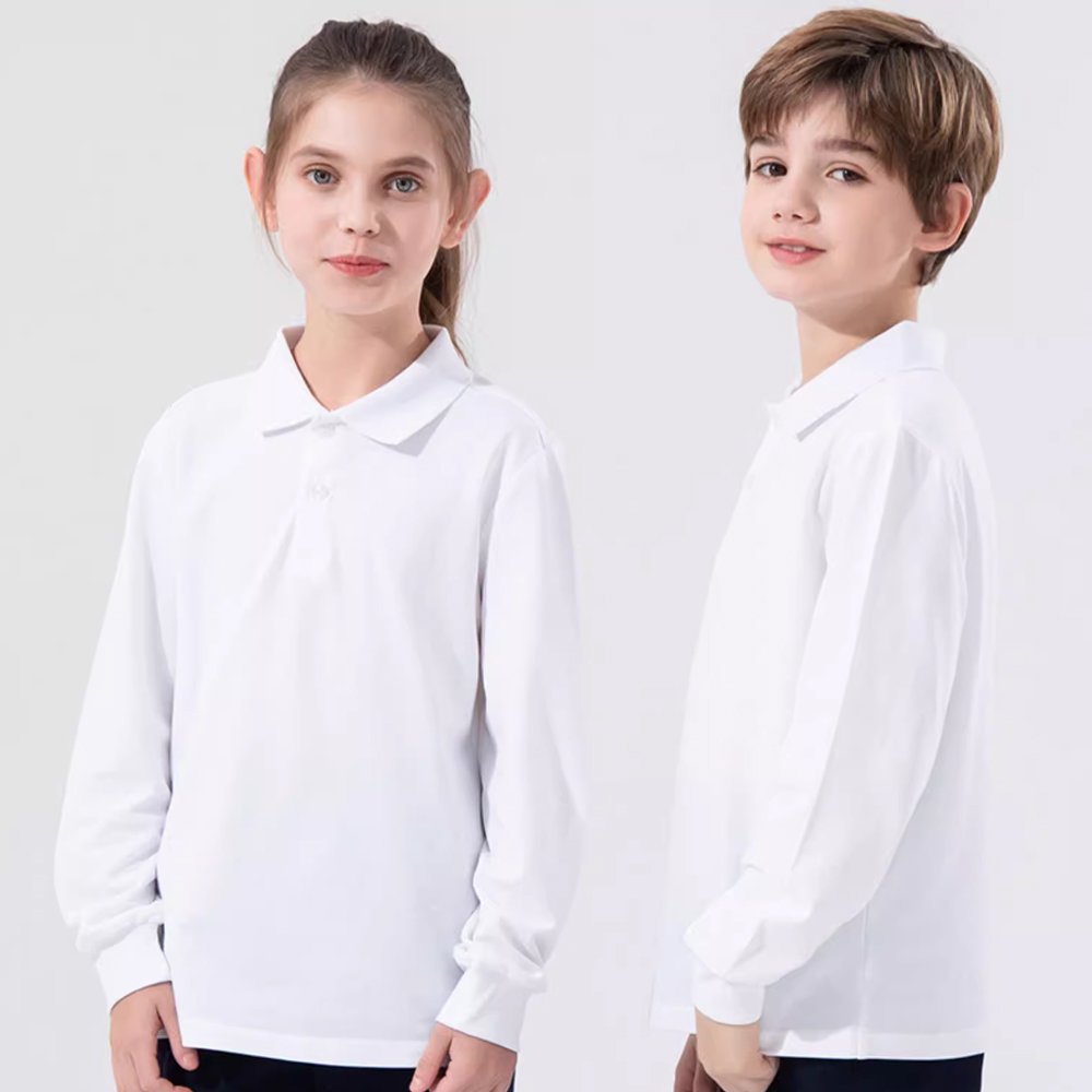 Custom long-sleeved children's polo 4 Embroidered Long SleevesChildren's Polo Shirt - Image 4