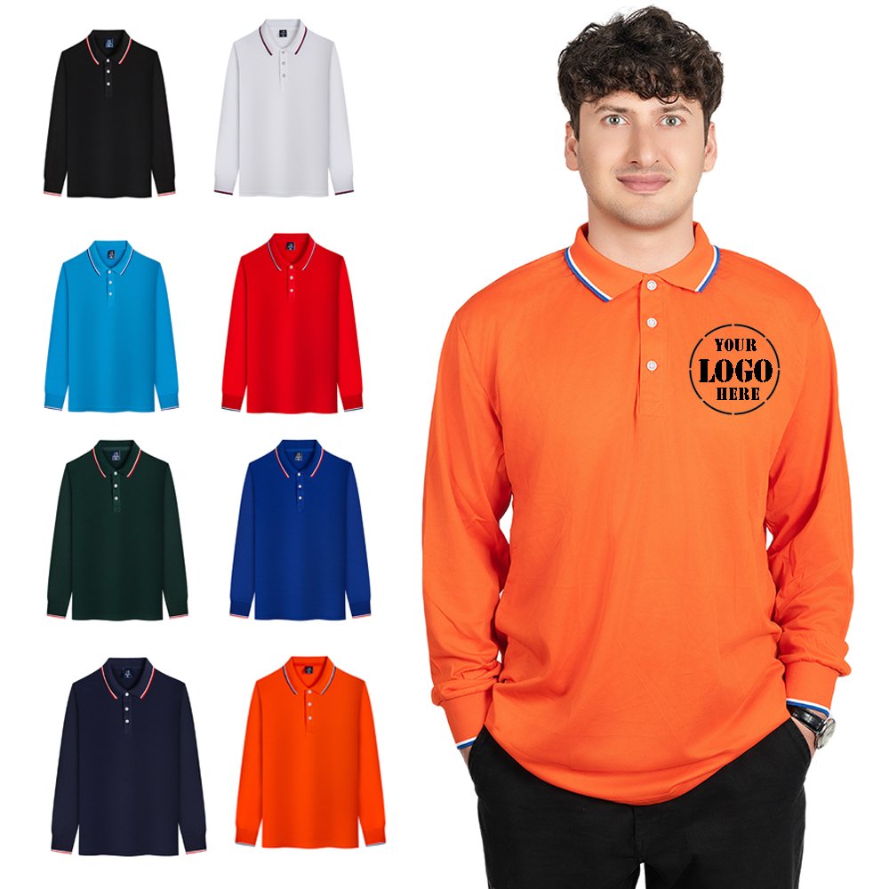 Long-sleeved polo shirt s Long Sleeves Embroidered Polo Shirts - Image 1