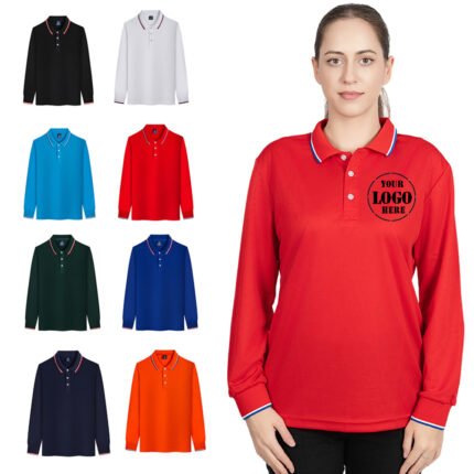 Custom Long Sleeves Embroidered Polo Shirts