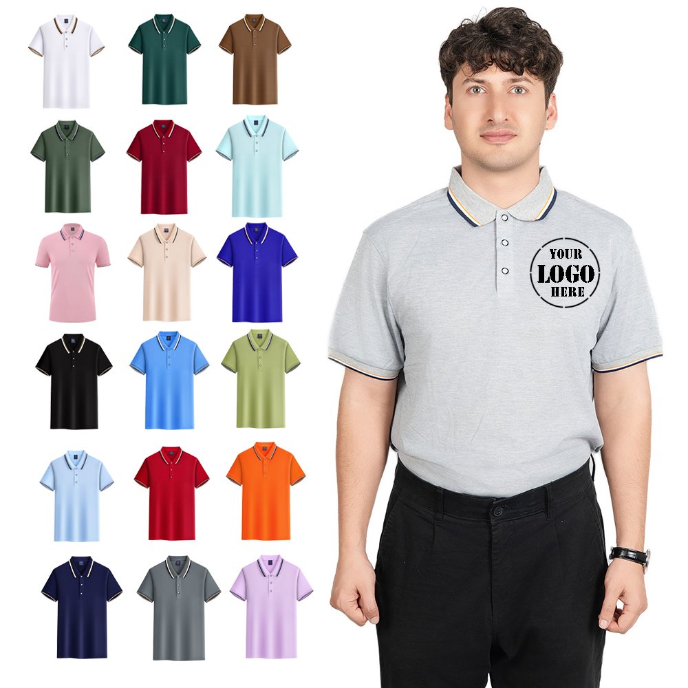 Short-sleeved polo logo Custom Embroidered Polo Shirts - Image 1
